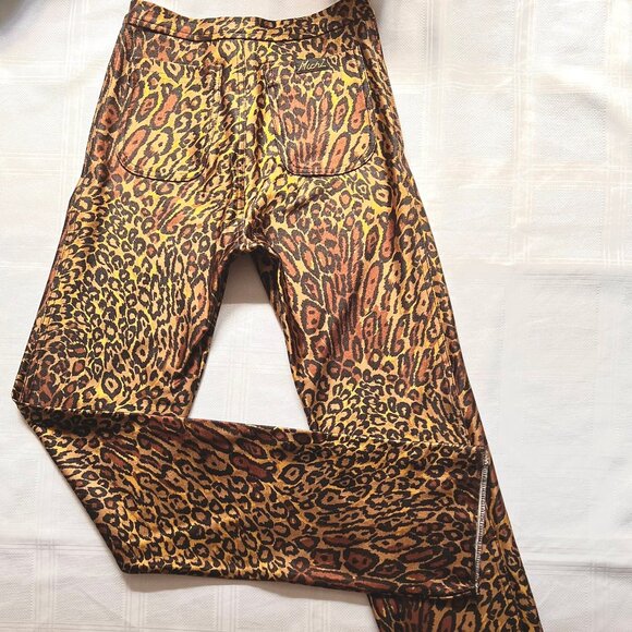 Super sexy 70's or 80's stretchy disco leopard pants, jeggings, gold tone - S M - Picture 2 of 2
